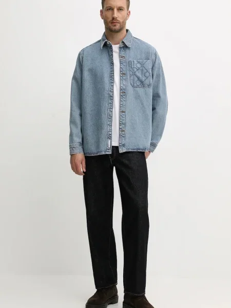 Rifľová košeľa Calvin Klein Jeans modrá