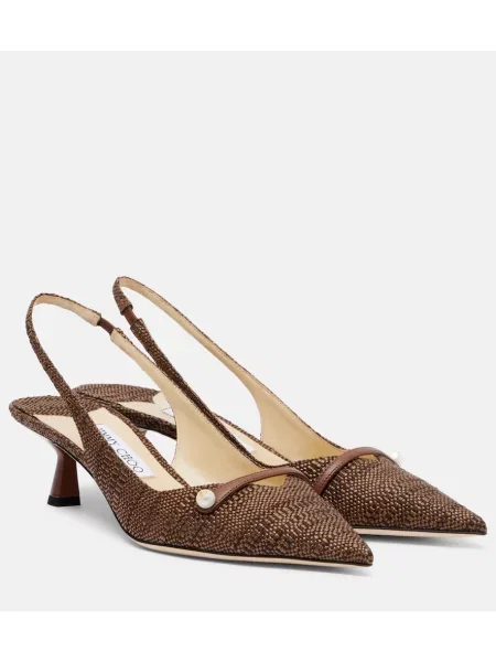 Pantofi cu toc Jimmy Choo slingback maro