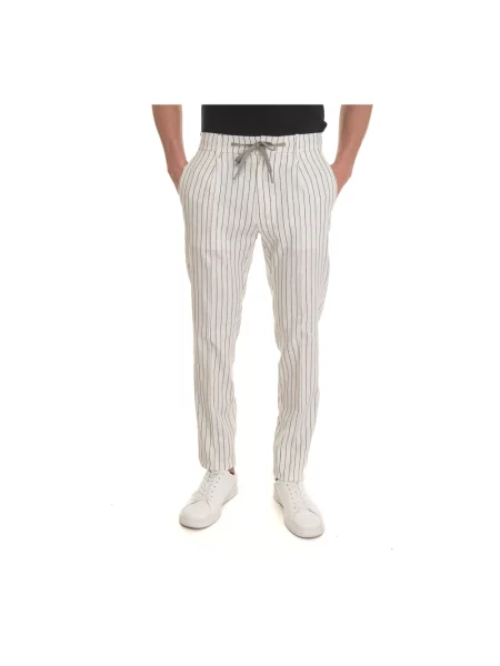 Lniane spodnie Berwich wiązane beżowe