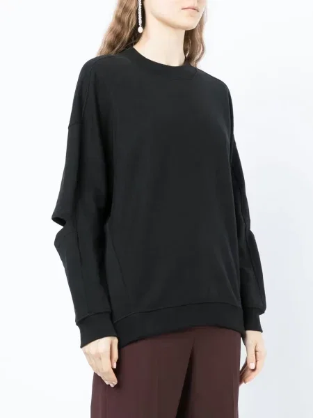 Hanorac crewneck Tibi cu decolteu rotund negru