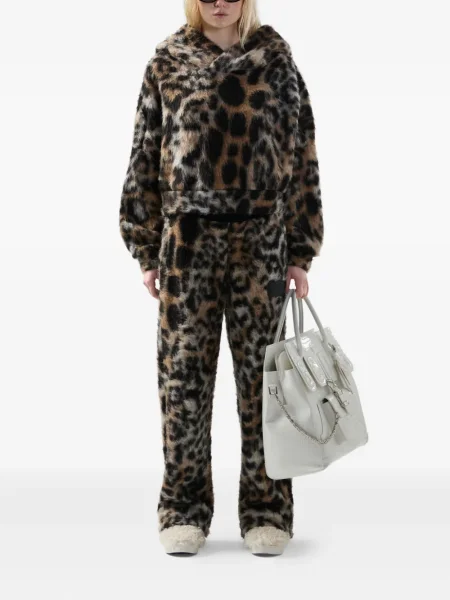 Pantaloni Gcds cu imagine cu model leopard cu cordon maro