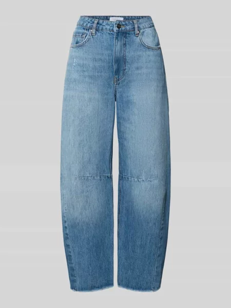 Jeansy o kroju barrel fit z frędzlami Rich & Royal niebieskie