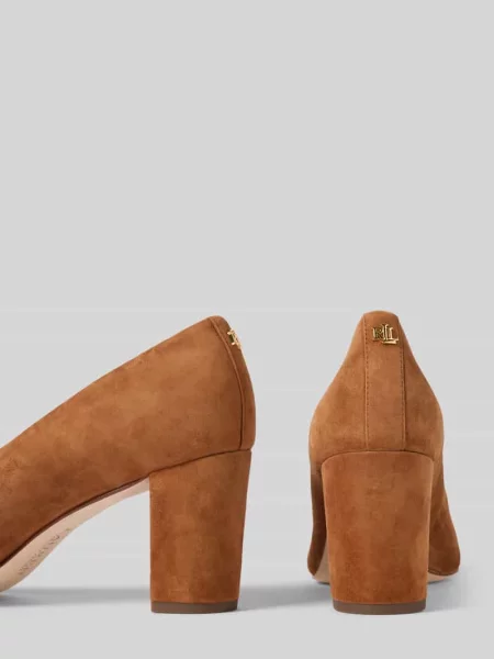 Czółenka Lauren Ralph Lauren na szpilce z logo brązowa