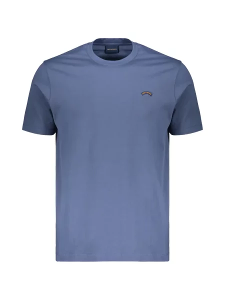 Tricou Paul & Shark cu decolteu rotund cu autograf albastru