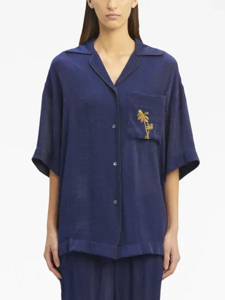 Cămașă Palm Angels cu broderie albastru