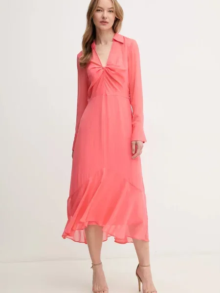 Dkny rochie midi evazati portocaliu