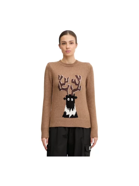 Sweter Emporio Armani Ea7 z nadrukiem brązowy