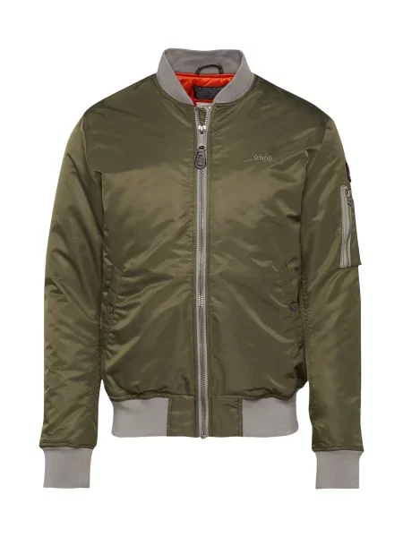 Schott NYC Geacă de primăvară-toamnă Airforce gri / verde negru