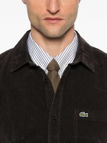 Риза Lacoste от рипсено кадифе кафяво
