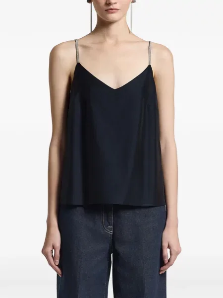 Top Peserico fără mâneci cu decolteu în V albastru