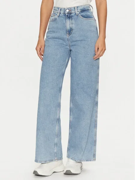 Панталони Tommy Jeans Claire High Rise Wide Jeans Denim синьо
