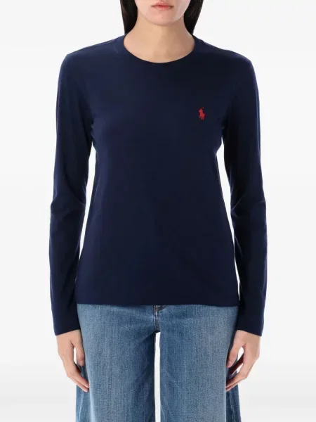 Tricou Polo Ralph Lauren lung cu decolteu în V albastru