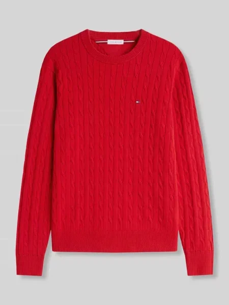 Sweter o kroju regular fit z czystej bawełny Tommy Hilfiger czerwony