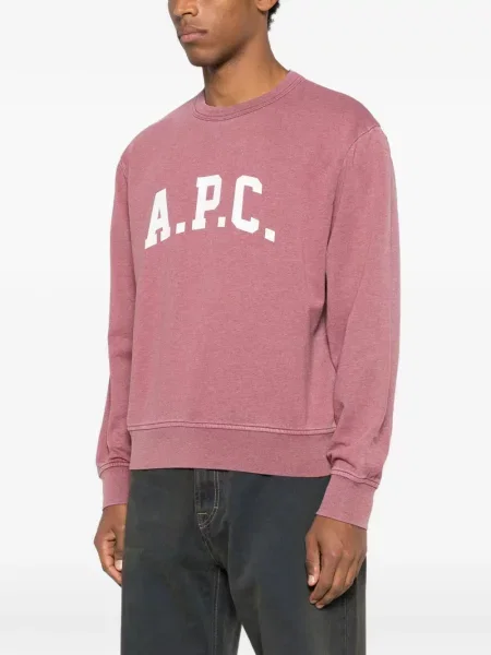 Pulover A.p.c. cu imagine cu decolteu rotund roz