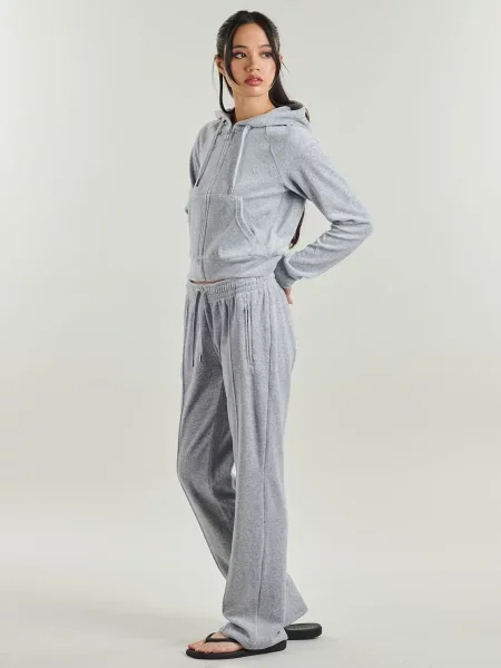 Velurová tepláková souprava Juicy Couture šedá