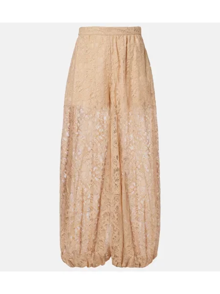 Pantaloni Adriana Degreas din dantelă bej