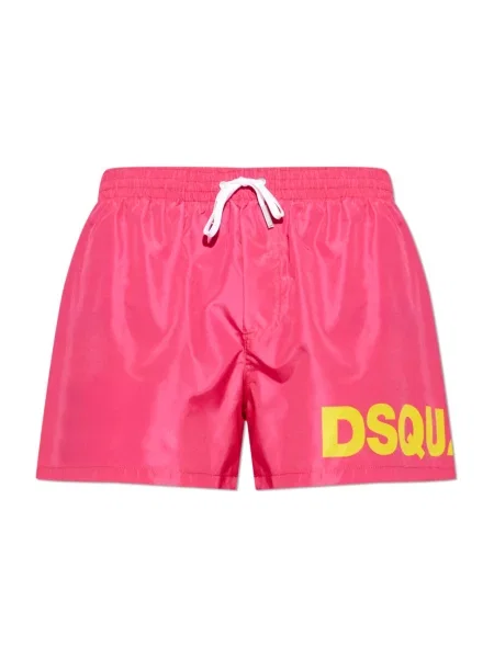 Kąpielówki Dsquared2 z logo różowe