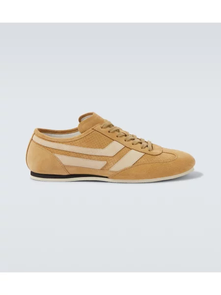 Sneakerși Tom Ford din piele de căprioară bej