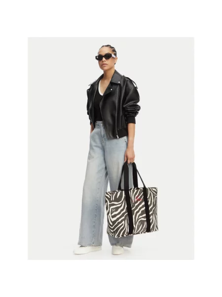 Torba shopper z czystej bawełny model BECKY ZE_TOTE' Hugo czarna