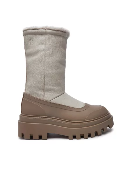 Calvin Klein Jeans botki FLATFORM CHELSEA BOOT PADDED na płaskim ocieplone beżowy