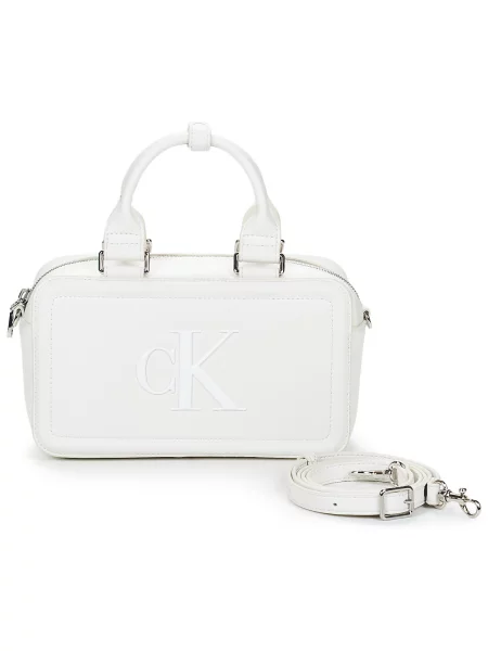 Calvin Klein Ročna torbica BOLD CK ELONGATED' bela
