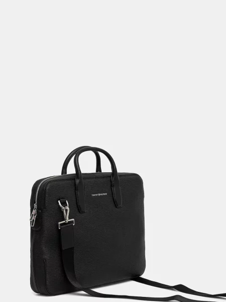 Tommy Hilfiger torba na laptopa skórzana czarny