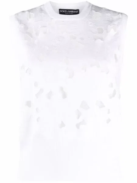 Haftowana podkoszulka Dolce And Gabbana w kwiatki biznesowa biała