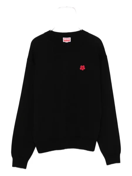 Pulover Kenzo cu broderie de lână cu model floral negru