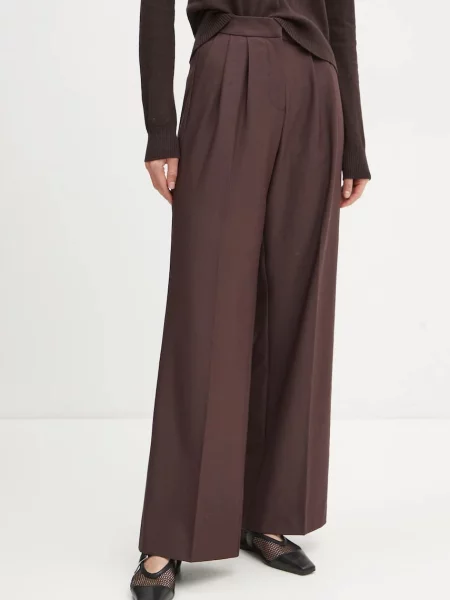 Pantaloni Miles femei lat high waist bordo