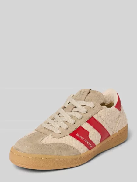 Sneakersy niskie z dodatkiem skóry bydlęcej Marc O'polo czerwone