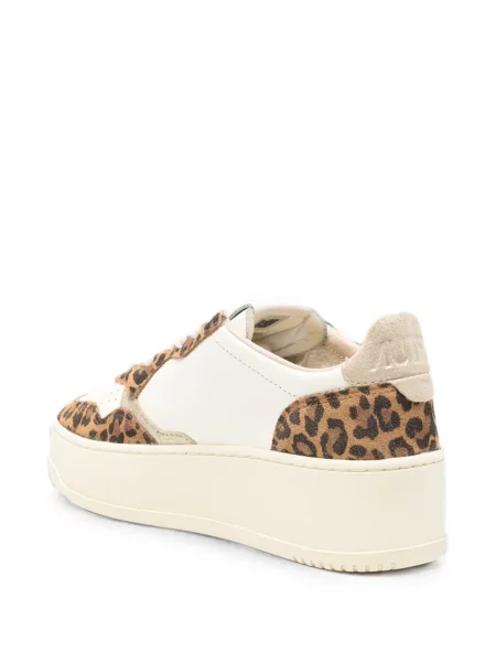 Sneakerși Autry din piele cu imagine cu model leopard alb