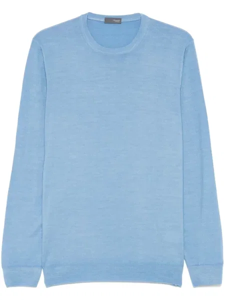 Pulover Drumohr de lână cu decolteu rotund albastru
