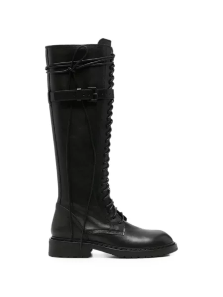 Botine Ann Demeulemeester cu șireturi din dantelă negru