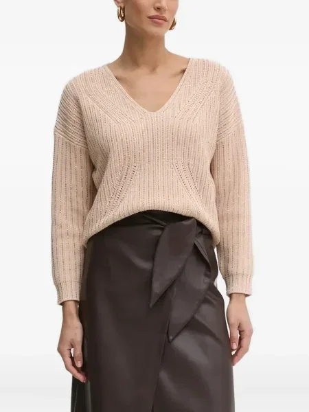 Пуловер с v-образно деколте Guess с V-образно деколте с кристали