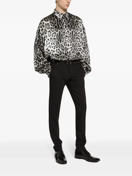 Raštuota marškiniai Dolce & Gabbana leopardinė pilka