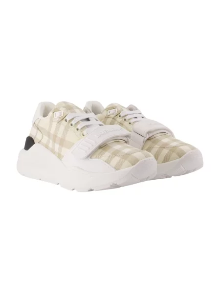 Sneakersy Burberry w kratę z nadrukiem beżowe