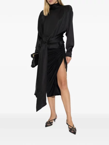 Ασύμμετρη μπλούζα Balmain γραβάτες μαύρο