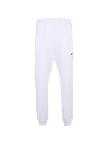 Pantaloni Moschino alergare cu autograf alb