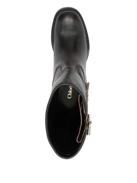 Botine Chloé din piele biker negru