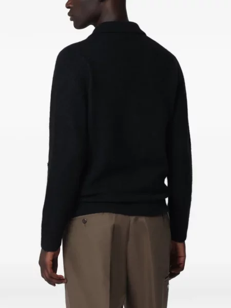 Lung tricou polo Roberto Collina negru