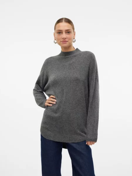 VERO MODA Sveter VMPlaza tmavosivá sivá