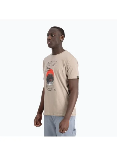 Alpha Industries NASA Orbit T винтидж пясъчна мъжка тениска бежово