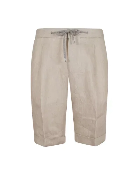 Lniane bermudy Barba Napoli beżowe