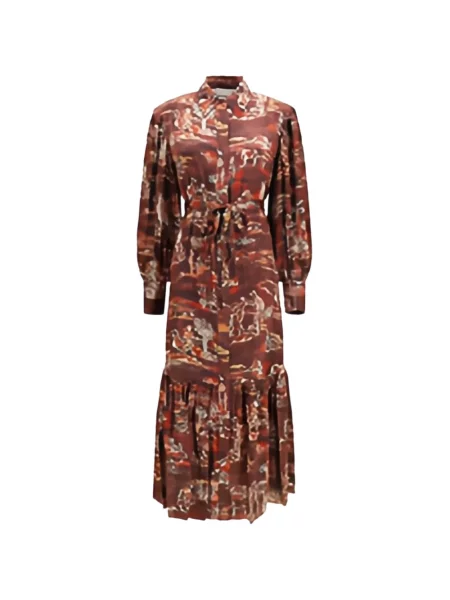 Rochie tip cămașă Alemais de mătase maro