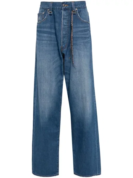 Дънки straight leg Mastermind Japan с принт синьо