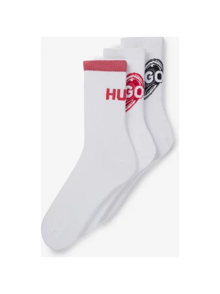 Skarpety HUGO Valentine czerwony czarny 3 pary biały