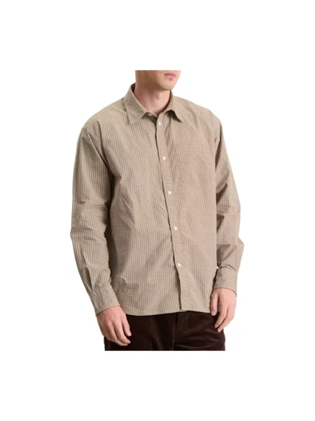 Koszula Norse Projects w kratkę popelinowa beżowa