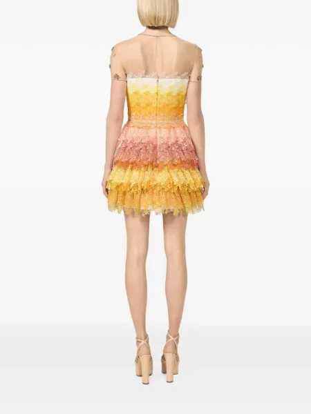 Rochie mini Costarellos din dantelă galben