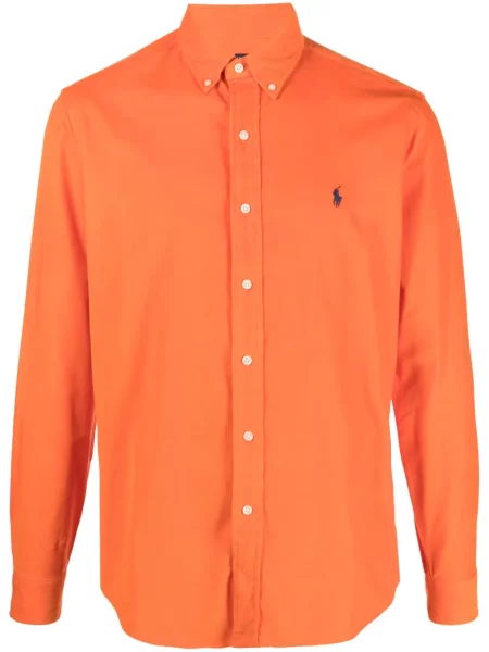 Samt kardigan Polo Ralph Lauren karirani s jednim ramenom narančasta