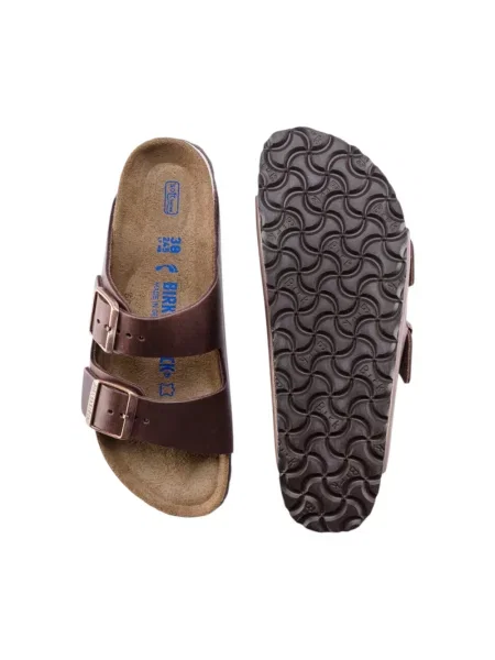 Klapki Birkenstock skórzane brązowe
